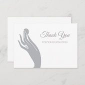 シンプルな寄付は硬貨が付いている女性手のために感謝していしています サンキューカード (正面/裏面)