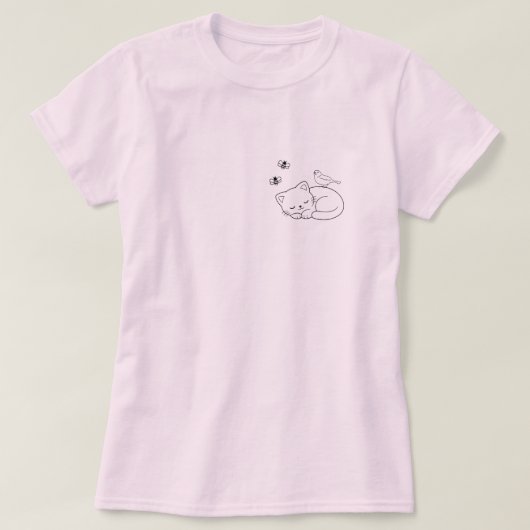 シンプルな寝猫デザイン Tシャツ (デザイン正面)