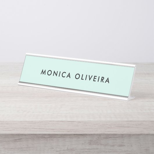シンプルな専門のパステル調の緑 デスクネームプレート (正面)
