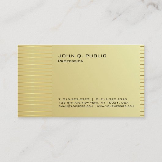 シンプルな専門のモダンな金ゴールドの署名の紫外線マット 名刺 (正面)