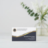 シンプルな専門の金ゴールドの銀の投資の波 名刺 (スタンド正面)