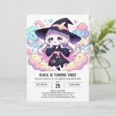 シンプルな小さな魔法使いの誕生日 招待状 (スタンド正面)