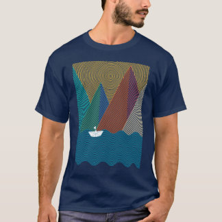 シンプルな山と波 Tシャツ