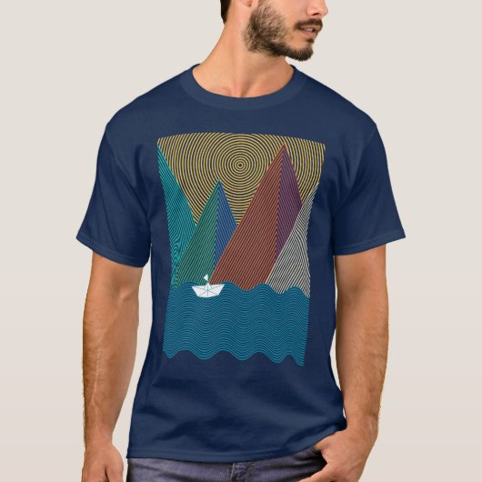 シンプルな山と波 Tシャツ (正面)