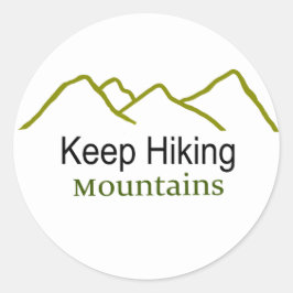 シンプルな山のステッカー Keep Hiking Mountains ラウンドシール