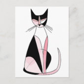 シンプルな左右対称の猫のイラスト ポストカード (正面)
