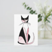 シンプルな左右対称の猫のイラスト ポストカード (スタンド正面)