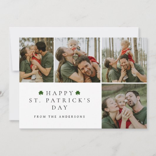 シンプルな幸運のシャムロック St. Patrick's Day 4枚の写真 シーズンカード (正面)