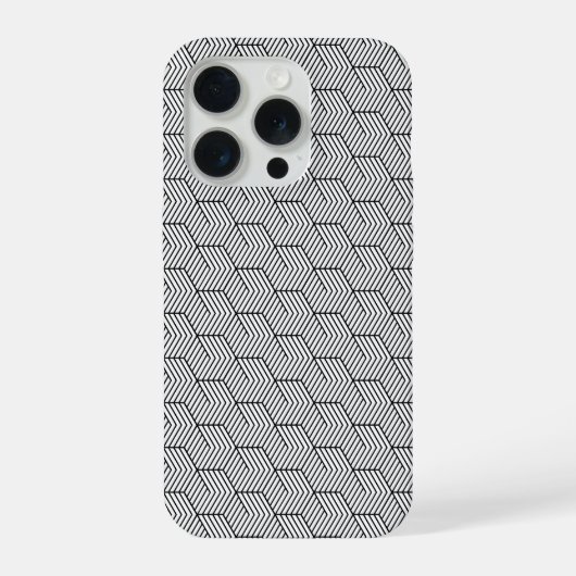 シンプルな幾何学キューブライン ブラック 携帯ケース iPhoneケース (裏面)