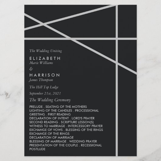 シンプルな幾何学スタイルの結婚式 プログラム (正面)