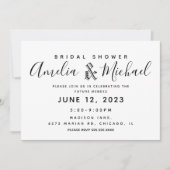 シンプルな幾何学模様のゴールドとブラックのブライズシャワー 招待状 (正面)