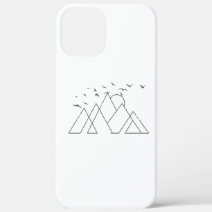 シンプルな幾何学模様の山と鳥 自然 Art iPhone 12 Pro Max ケース