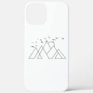 シンプルな幾何学模様の山と鳥 自然 Art iPhone 12 Pro Max ケース