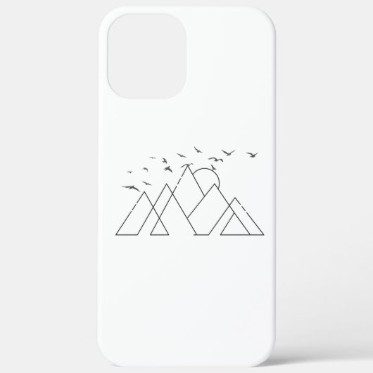 シンプルな幾何学模様の山と鳥 自然 Art Case-Mate iPhoneケース (裏面)