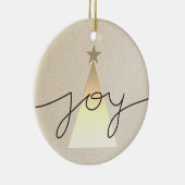 シンプルな幾何学模様の黒と金のJoyクリスマス セラミックオーナメント (右)