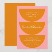 シンプルな幾何学模様 ピンク オレンジ モダン ブライズシャワー 招待状 (正面/裏面)
