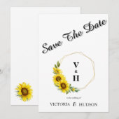 シンプルな幾何学的なゴールドのひまわり セーブザデート (正面/裏面)