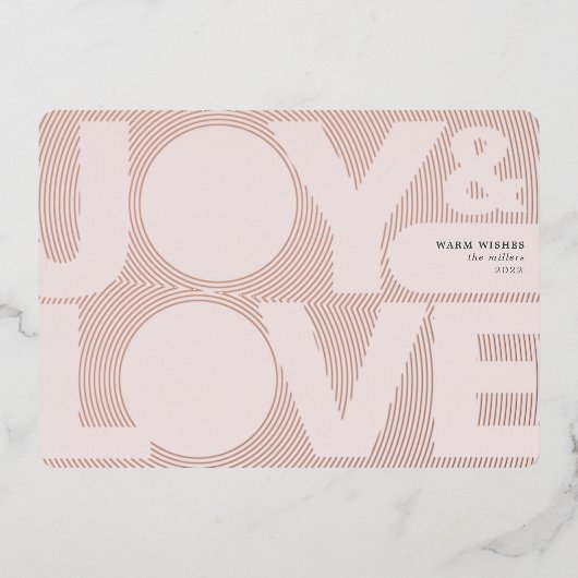 シンプルな幾何学的な喜び 愛 ソフトピンク ローズゴールド 箔シーズンカード (正面)