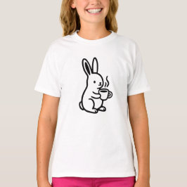 シンプルな座ったウサギのコーヒーアート Tシャツ
