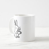 シンプルな座りウサギのコーヒーアート コーヒーマグカップ (正面左)