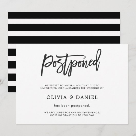 シンプルな延期結婚式案内カード 招待状 (正面/裏面)