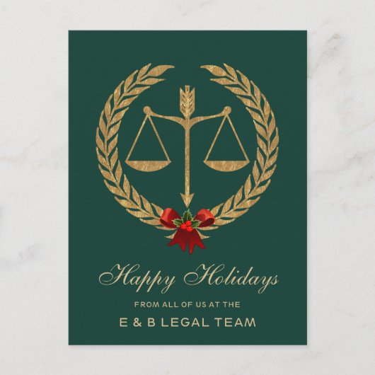 シンプルな弁護士クリスマス シーズンポストカード (正面)