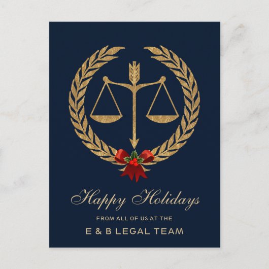 シンプルな弁護士クリスマス シーズンポストカード (正面)