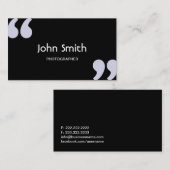 シンプルな引用符の黒い名刺 名刺 (正面/裏面)