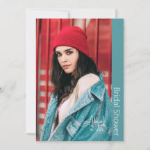 シンプルな彼女の花嫁フォトターコイズブライダルシャワー