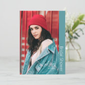 シンプルな彼女の花嫁フォトターコイズブライダルシャワー 招待状 (スタンド正面)