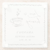 シンプルな愛がコーヒーをブレンド ブライダルシャワー ガラスコースター (裏面)