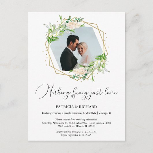シンプルな愛だけ　非公開結婚式　披露宴 ポストカード (正面)