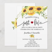 シンプルな愛のひまわりの秘密の結婚式招待状 セーブザデート (正面/裏面)