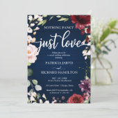 シンプルな愛のウェディング ネイビーブルーの花 招待状 (スタンド正面)