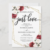 シンプルな愛のウェディング バーガンディー ジオメトリック 招待状 (正面)