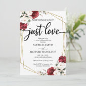 シンプルな愛のウェディング バーガンディー ジオメトリック 招待状 (スタンド正面)