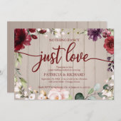 シンプルな愛のウェディング ラスティックウッド 招待状 (正面/裏面)