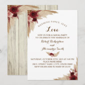 シンプルな愛のロマンチックな逃避行 パンパスグラス 招待状 (正面/裏面)