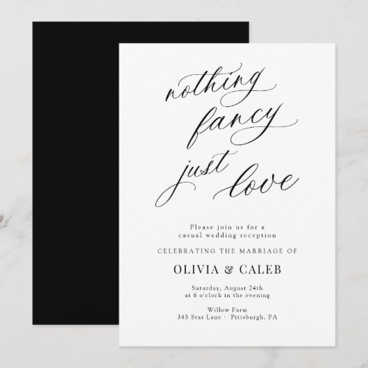 シンプルな愛の結婚披露宴 招待状 (正面/裏面)