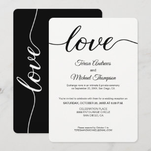 シンプルな愛の誓い 秘密の結婚式 披露宴の案内 招待状