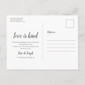 シンプルな愛は忍耐強い 日程変更のお詫び 案内ポストカード (裏面)