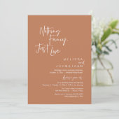 シンプルな愛を添えて。モダンな結婚式のディナー 招待状 (スタンド正面)