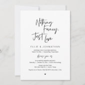 シンプルな愛を込めて。ブラック。結婚式の秘密の誓い( elopement ) 招待状 (正面)