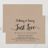 シンプルな愛、ラスティッククラフト、ふたりだけの結婚式 招待状 (正面/裏面)