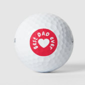 シンプルな愛 Best Dad Ever 赤と白のハート ゴルフボール (正面)