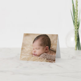 シンプルな感謝の気持ちの写真付き出生発表カード サンキューカード