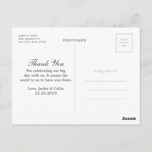 シンプルな感謝を伝える結婚式のポストカード ポストカード (裏面)