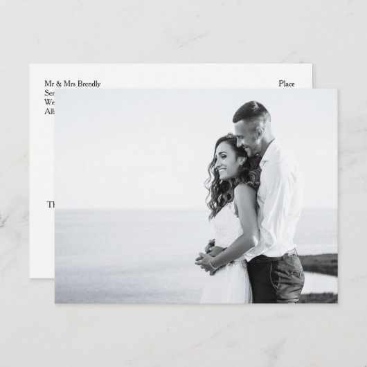 シンプルな感謝を伝える結婚式のポストカード | 全写真 ポストカード (正面/裏面)