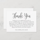 シンプルな感謝を。モノクロの結婚式のメモ 招待状 (正面/裏面)