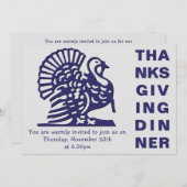 シンプルな感謝祭のディナー 招待状 (正面/裏面)